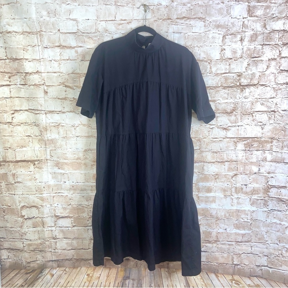 Everlane The Tiered Mock Neck Dress in Black Size Small - Picture 4 of 10